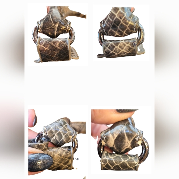 Acacia Diamond Stitch Black Pewter Metallic Leather Crossbody Satchel Handbag - Picture 14 of 14